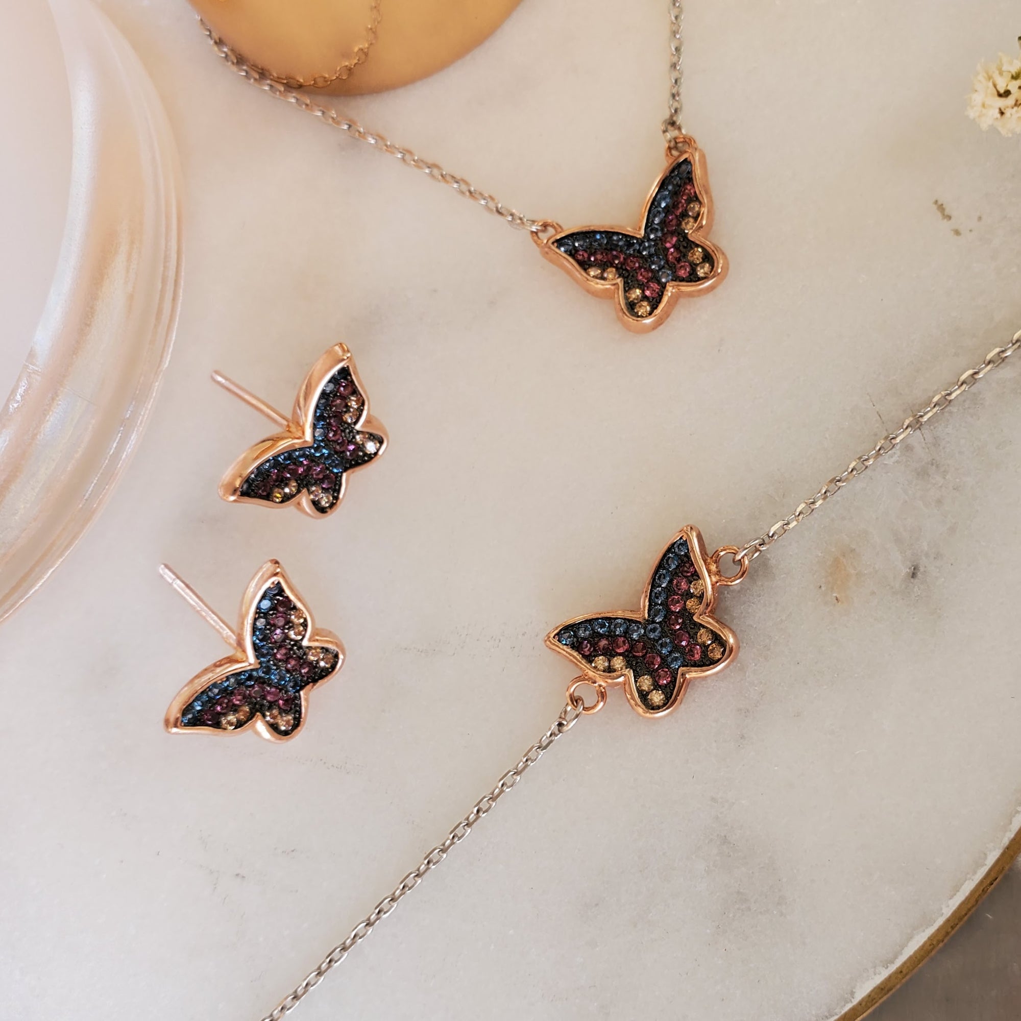 Multicolor Butterfly Necklace