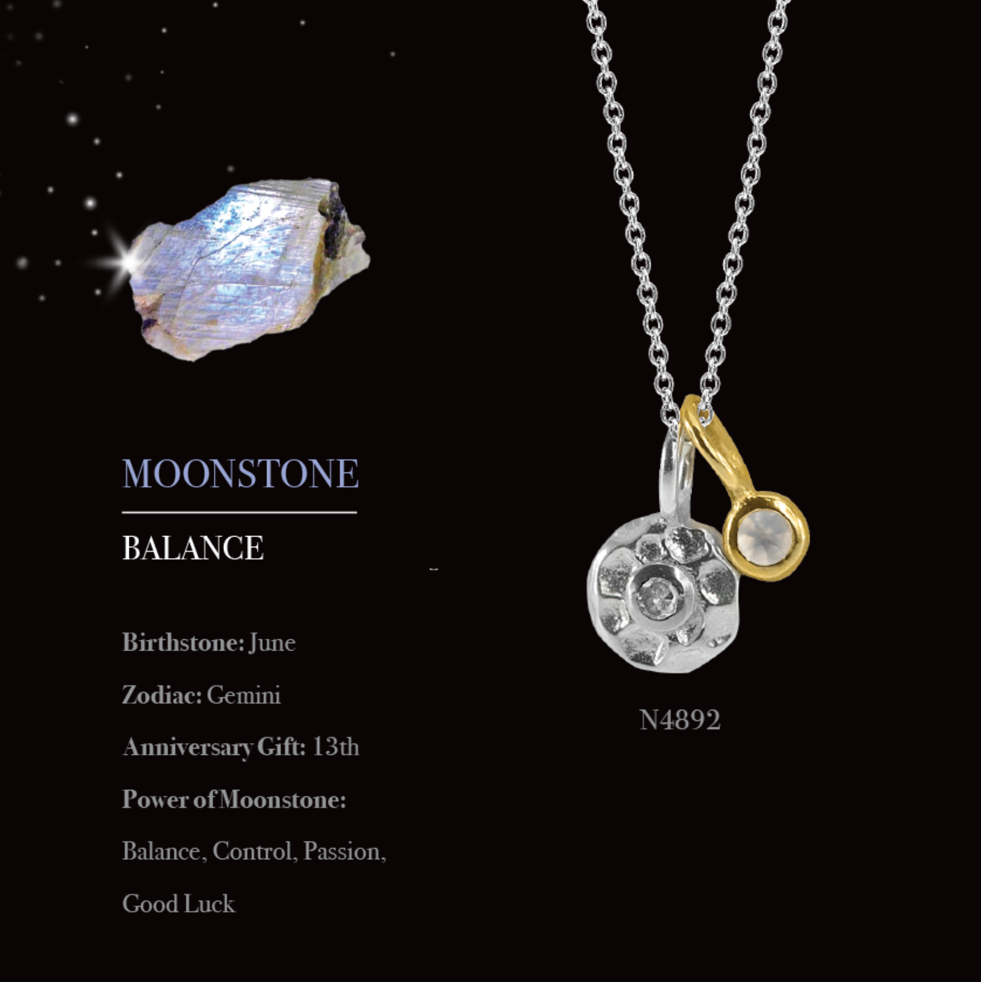 Diamond & Moonstone Necklace