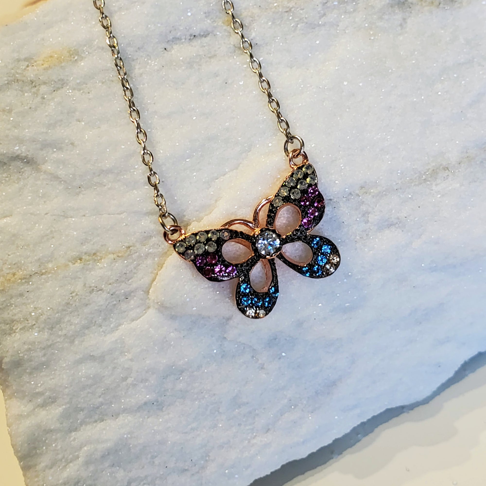 Multicolor Butterfly Necklace