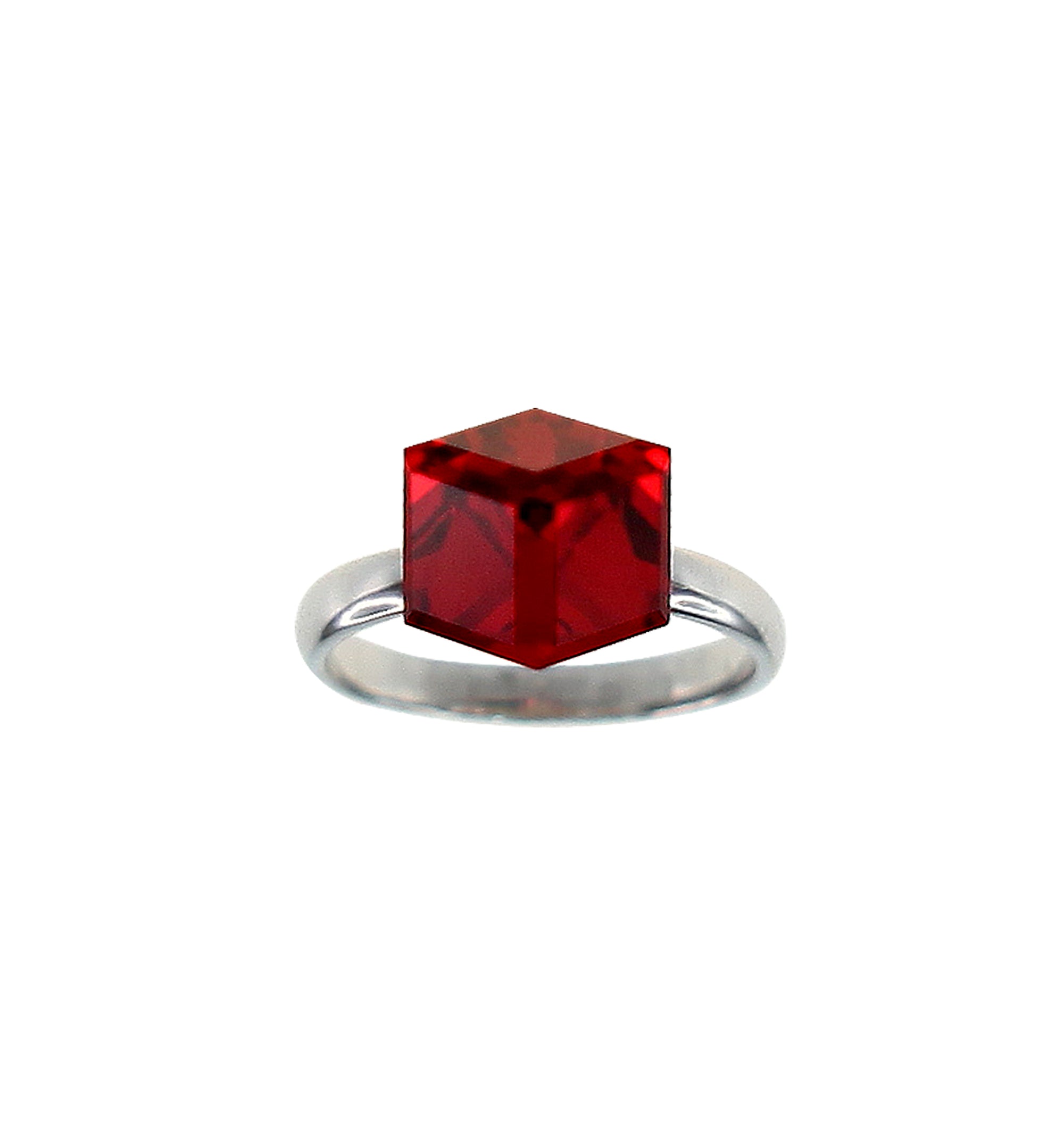 Small Cube of Passion Crystal Ring