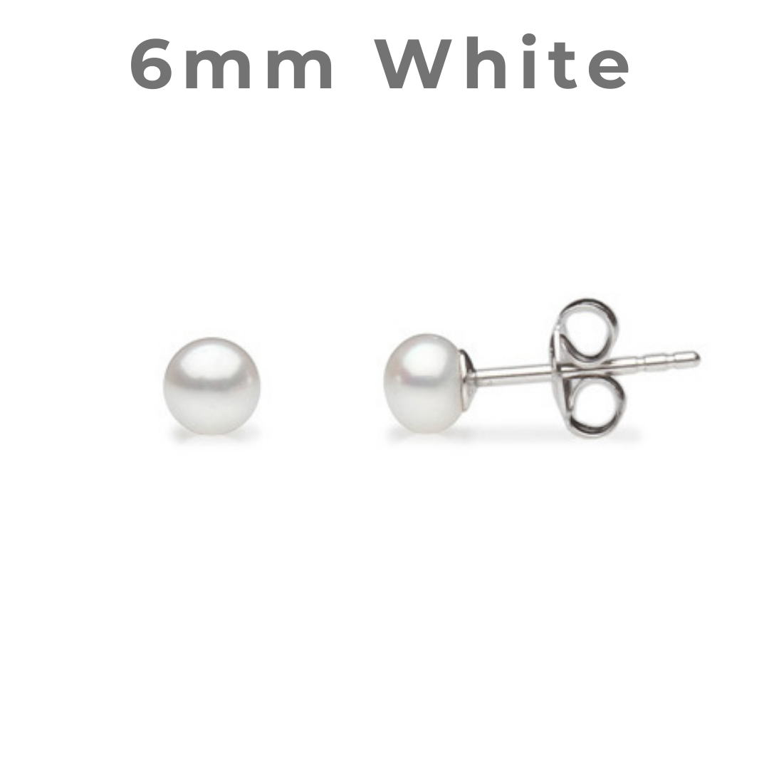 White Pearl Studs 6mm