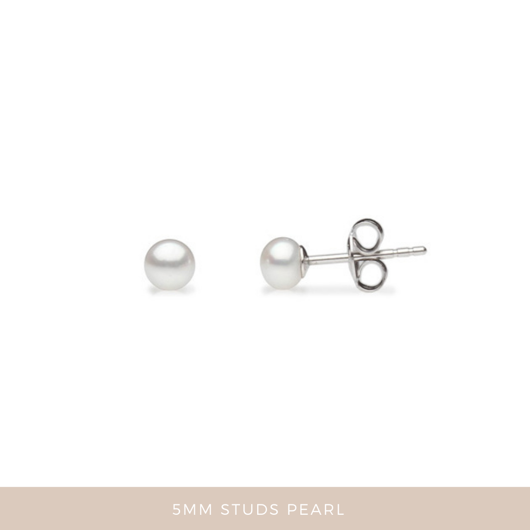 White Pearl Studs 6mm